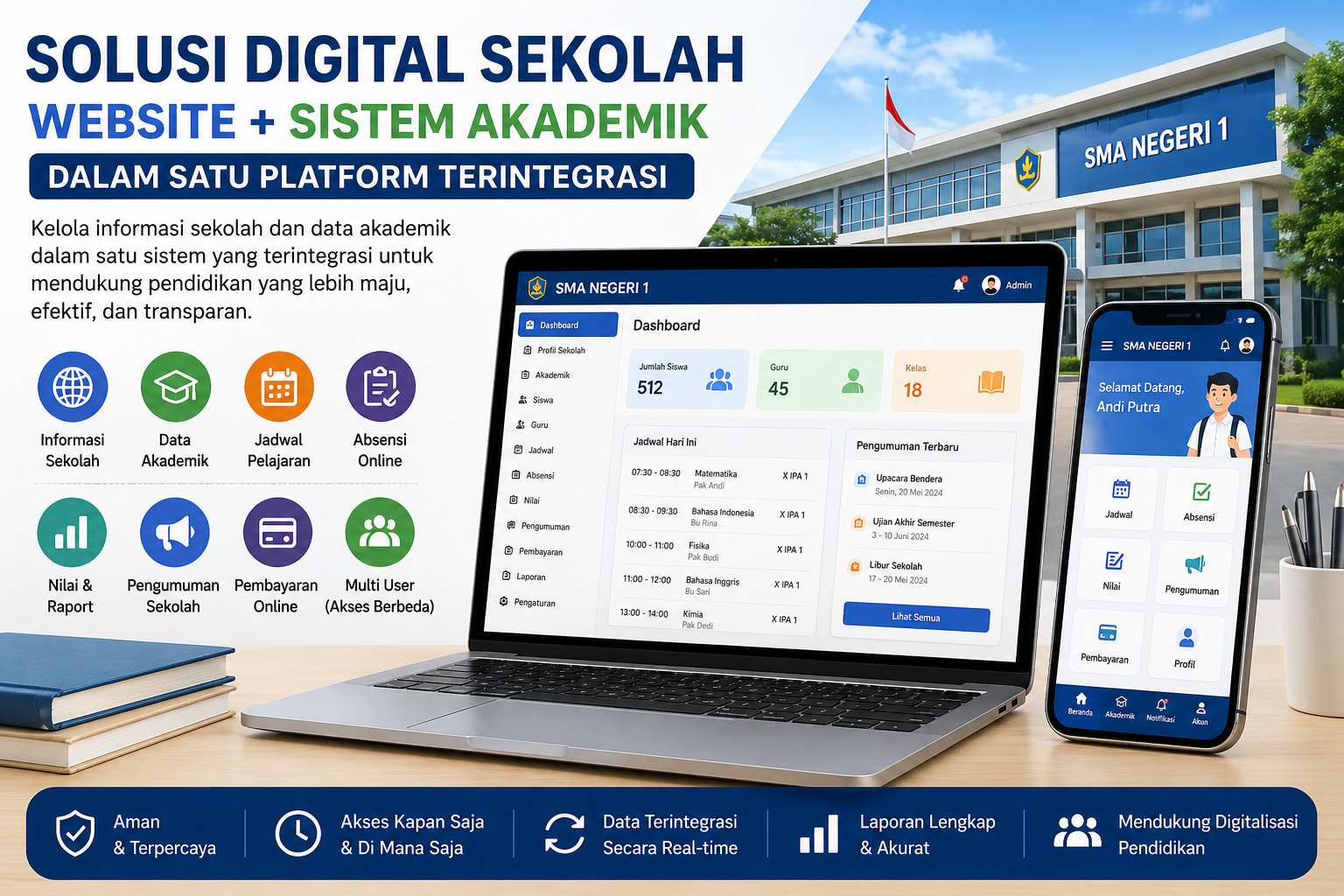 Solusi digital sekolah: website dan sistem akademik dalam satu platform terintegrasi