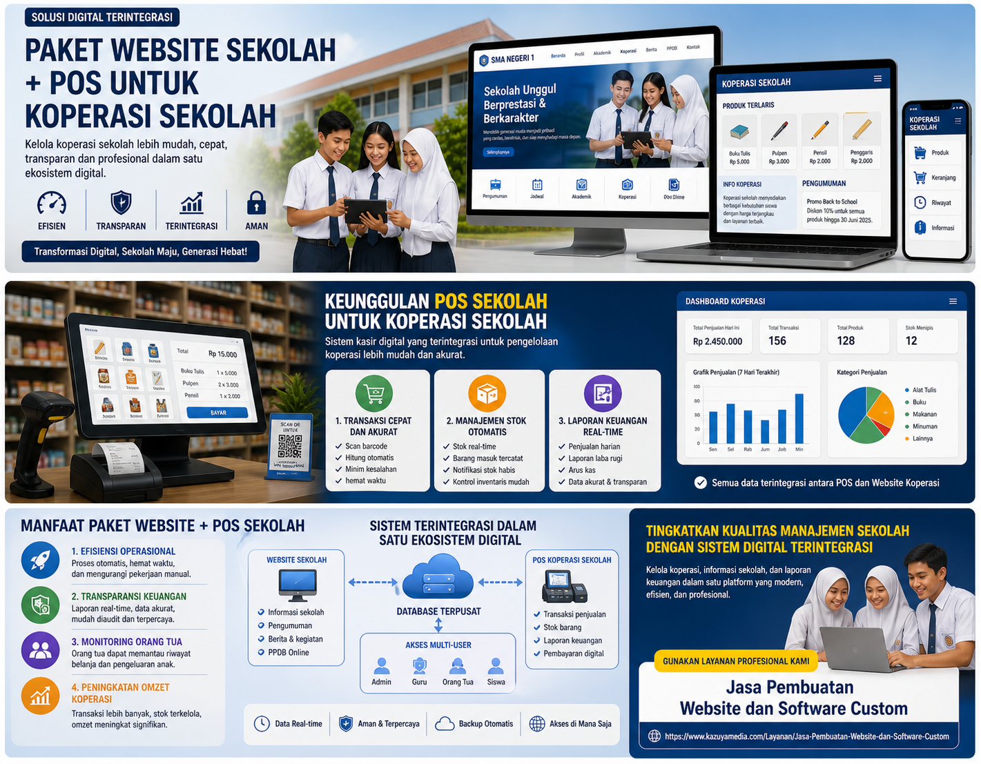 Paket website sekolah dan pos untuk koperasi sekolah