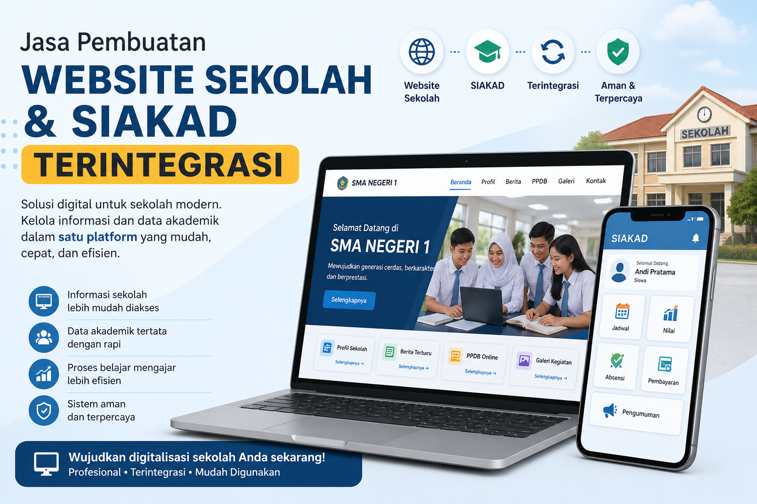 Jasa pembuatan website sekolah dan siakad terintegrasi