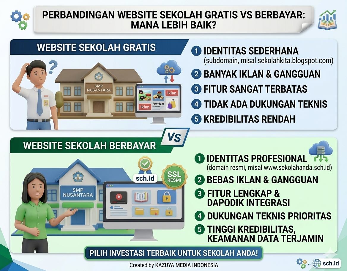 Perbandingan website sekolah gratis vs berbayar, mana lebih baik?